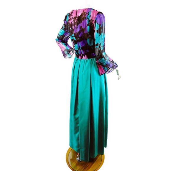 1960s gown Posh by Jay Anderson sheer silk floral chiffon and taffeta Size M - Picture 5 of 9